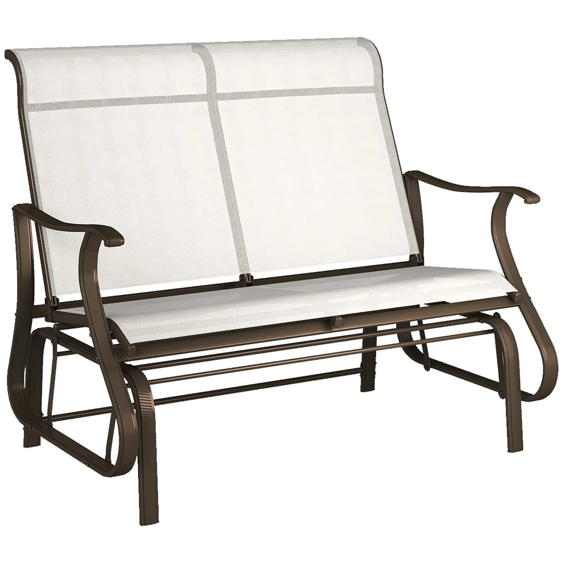 Double Gliding Chair, Patio Glider, Outdoor Mesh Seat, Steel Frame, Cream White Outdoor Gliders at Gallery Canada