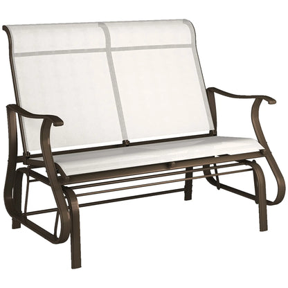 Double Gliding Chair, Patio Glider, Outdoor Mesh Seat, Steel Frame, Cream White Outdoor Gliders at Gallery Canada