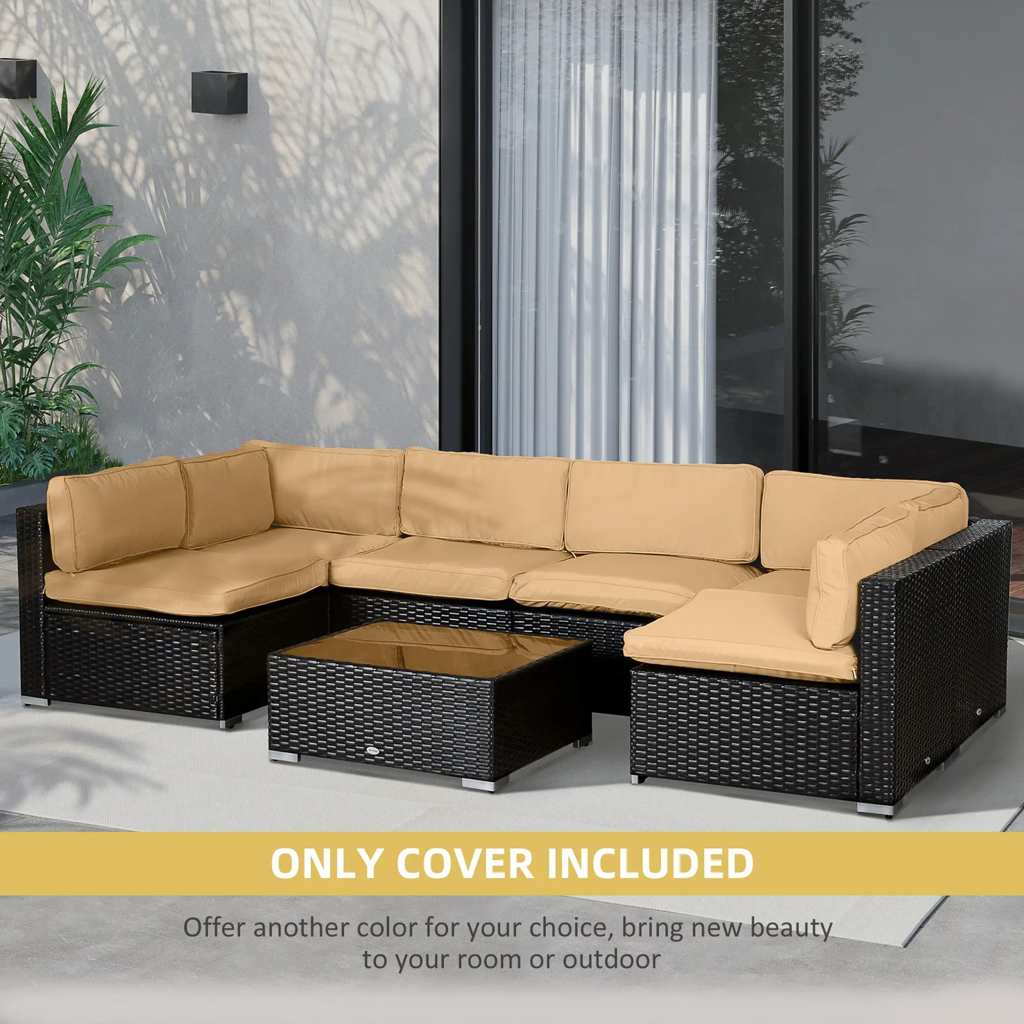 14pc Patio Rattan Sofa Set, Polyester Cover Replacement, Beige Patio Chair Cushions at Gallery Canada