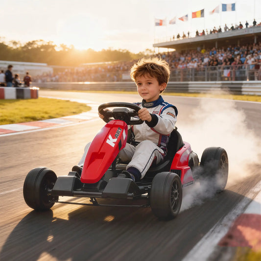 24V Electric Go Kart, Dual 150W Motors, Adjustable Seat, 11.2MPH, Red Electric Ride-On Toys Red at Gallery Canada