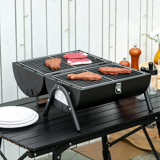 Outdoor Charcoal BBQ Grill, Tabletop Folding Barbecue, 17.3" x 9.8" x 14", Black Charcoal BBQ Grils Black at Gallery Canada