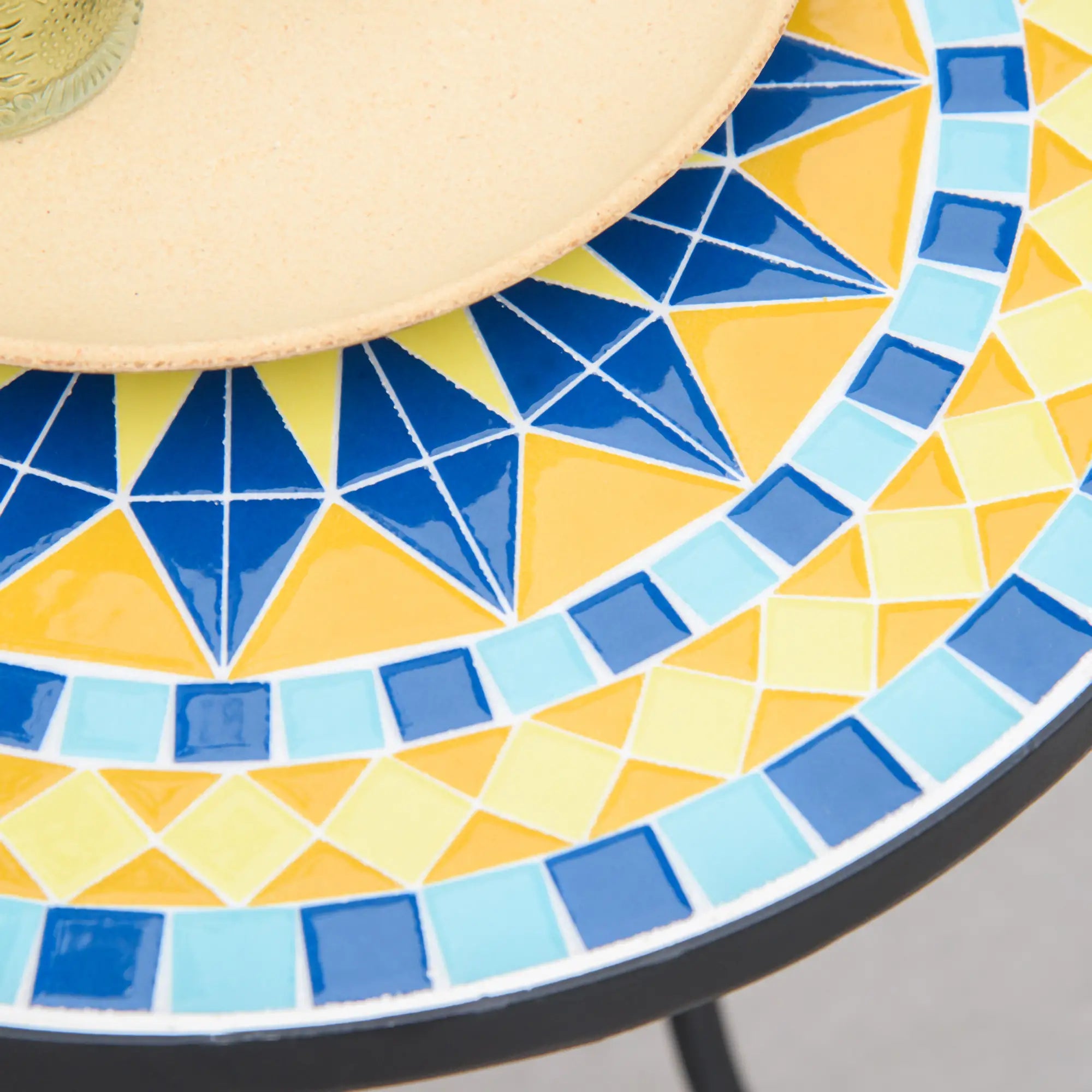 Mosaic Patio Table, Round Coffee Table, Metal Frame, Yellow Patio Side Tables at Gallery Canada