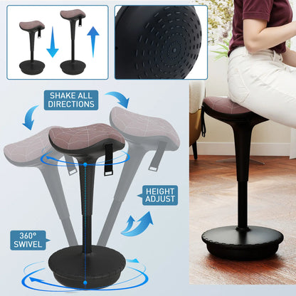 Backless Wobble Stool, Adjustable Standing Desk Chair, Brown Office Chairs at Gallery Canada