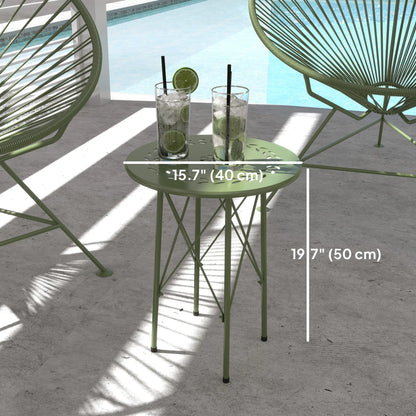 15.7" Round Garden Table, Steel Bistro Table With Adjustable Feet, Green Patio Side Tables at Gallery Canada