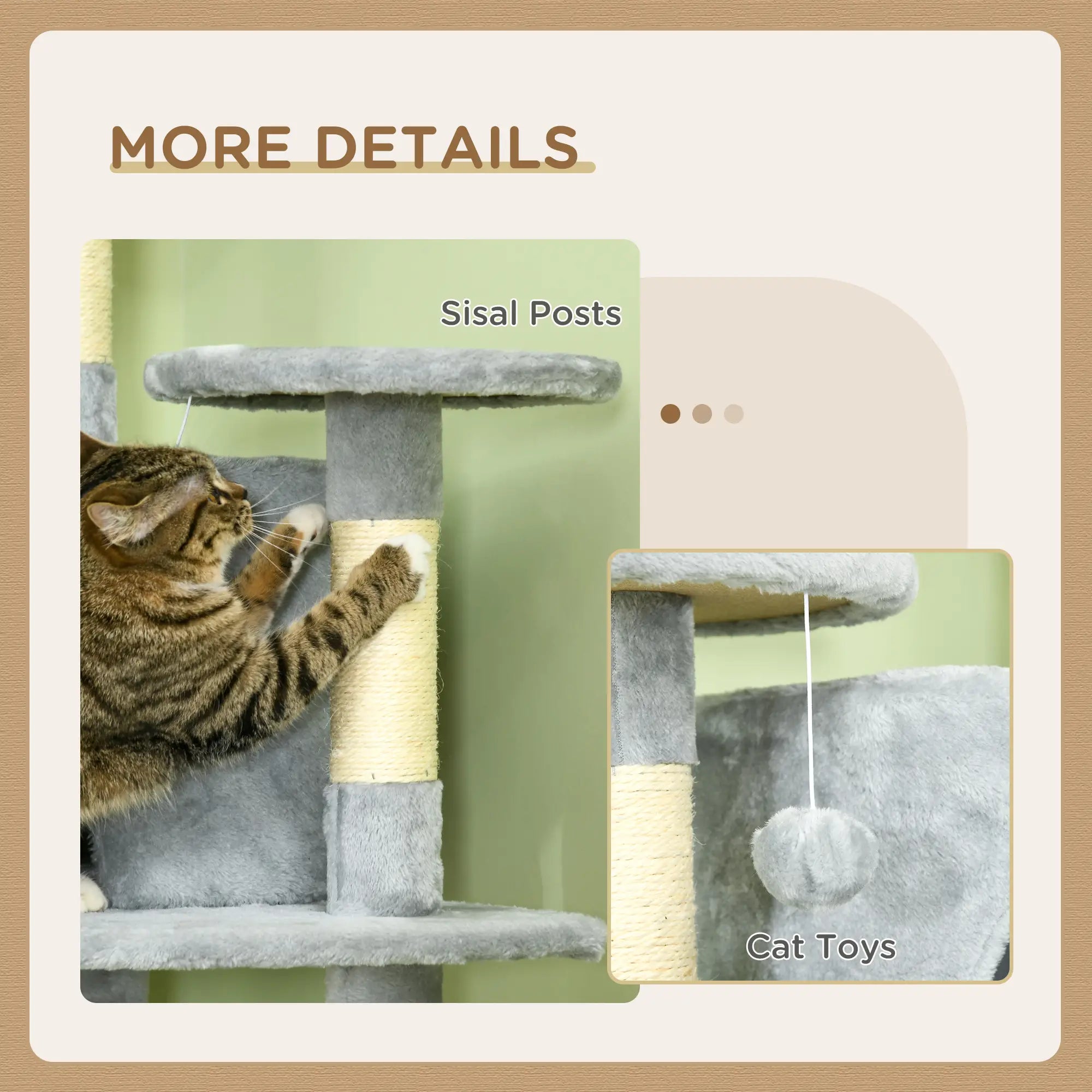 79 Cat Tree, Multi-Level with Two Condos, Scratching Posts, Hammocks, Dark Gray Floor to Ceiling Cat Trees at Gallery Canada