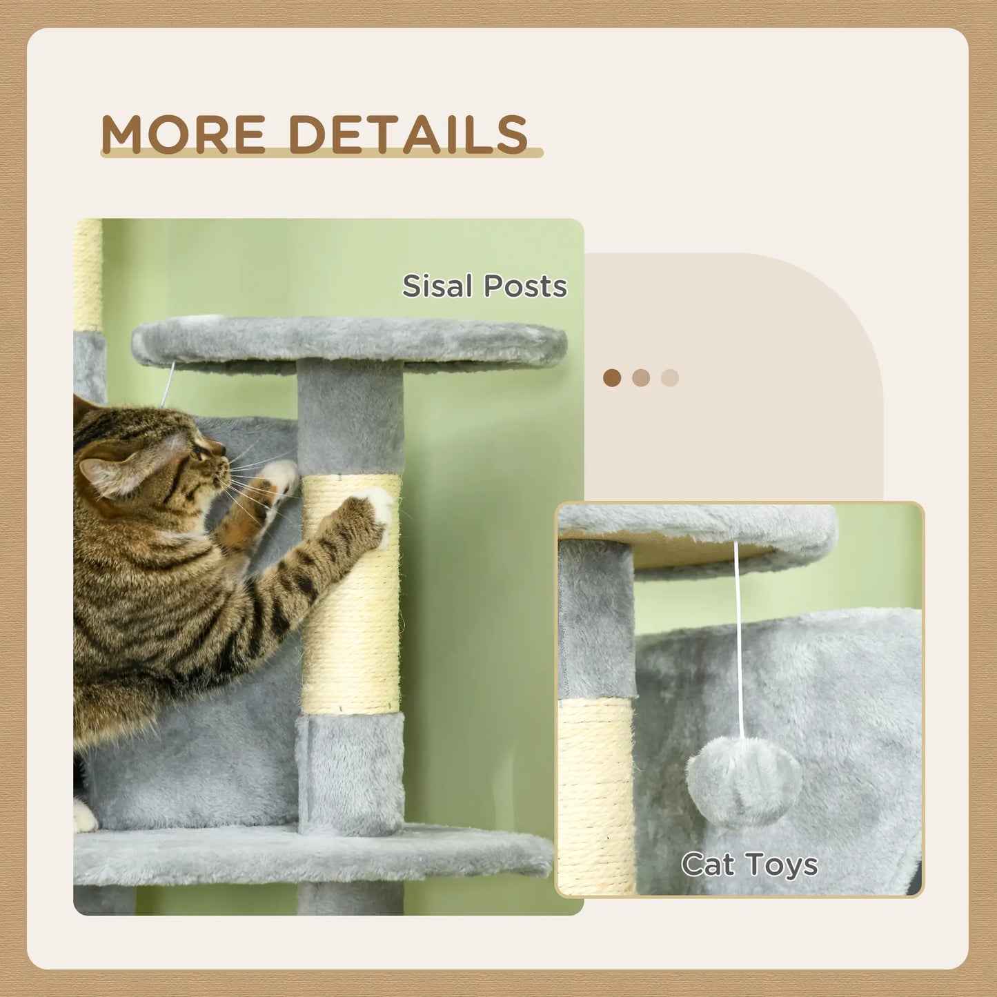 79 Cat Tree, Multi-Level with Two Condos, Scratching Posts, Hammocks, Dark Gray Floor to Ceiling Cat Trees at Gallery Canada