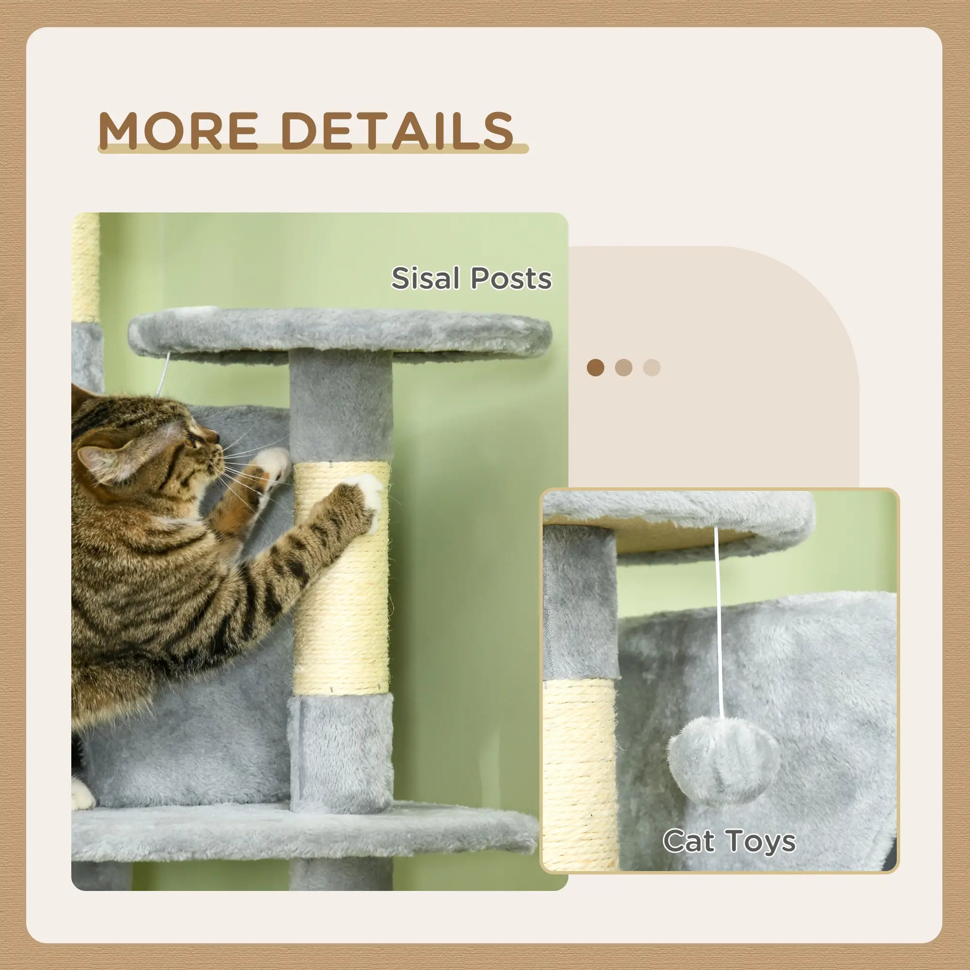 79 Cat Tree, Multi-Level with Two Condos, Scratching Posts, Hammocks, Dark Gray Floor to Ceiling Cat Trees at Gallery Canada