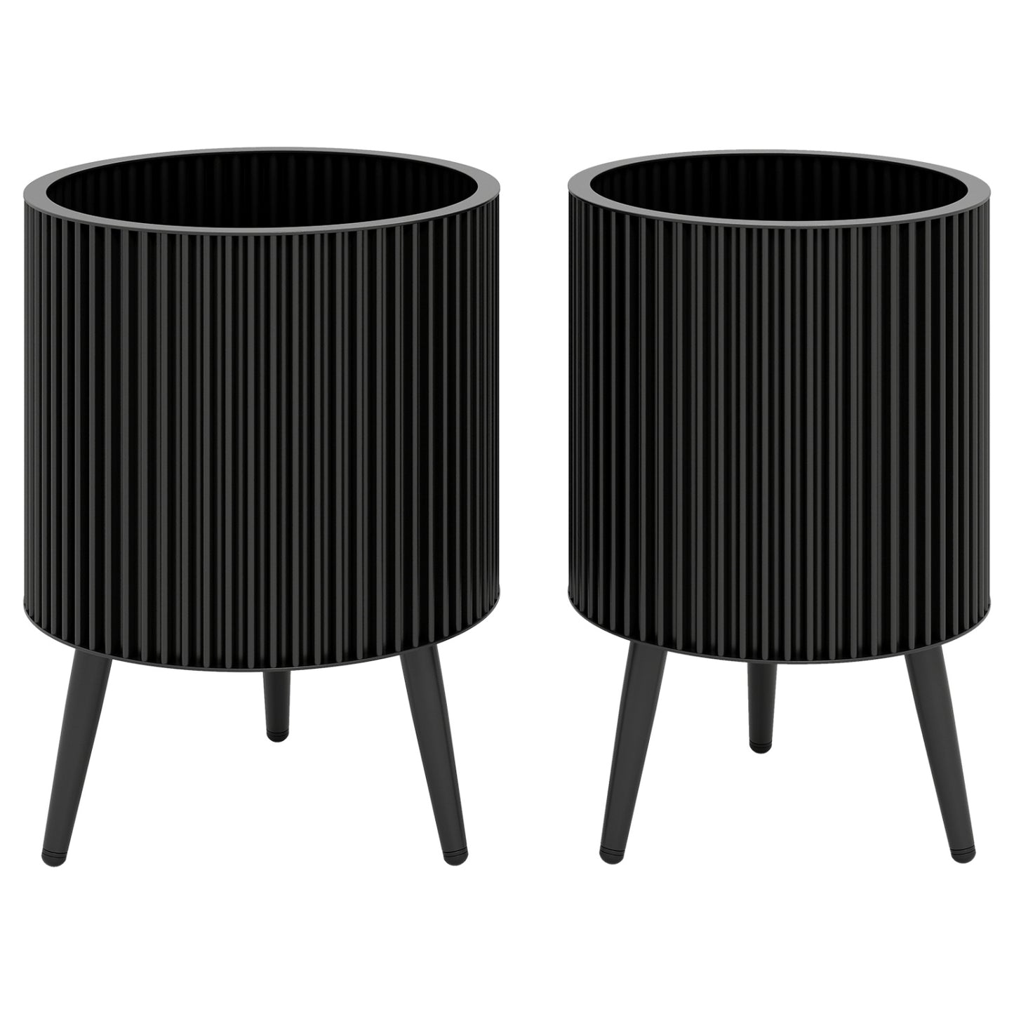 Decorative Flower Pots with Stand, Drainage Holes, Set of 2-M