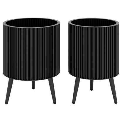 Decorative Flower Pots with Stand, Drainage Holes, Set of 2-M Decorative Accessories Black at Gallery Canada