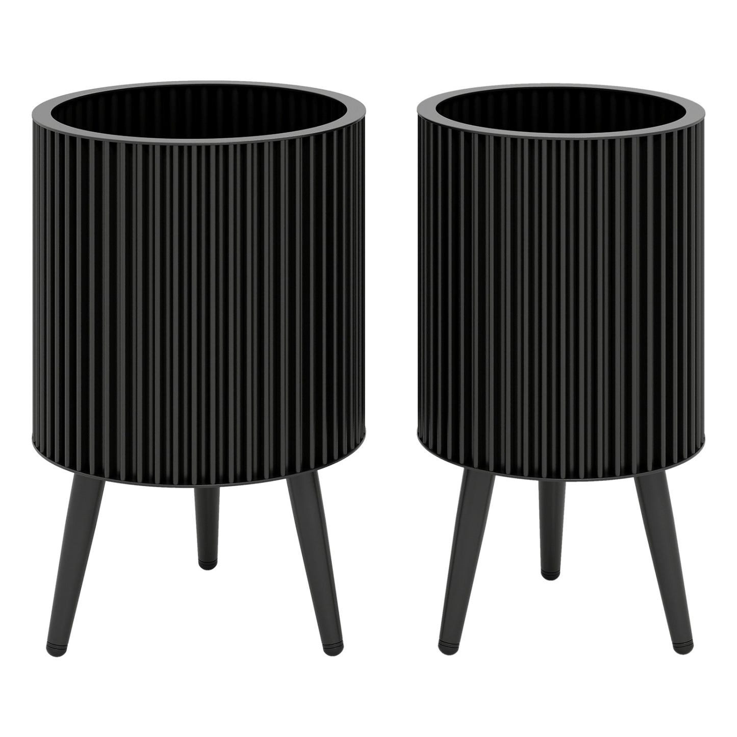 Decorative Flower Pots With Stand, Drainage Holes, Set Of 2