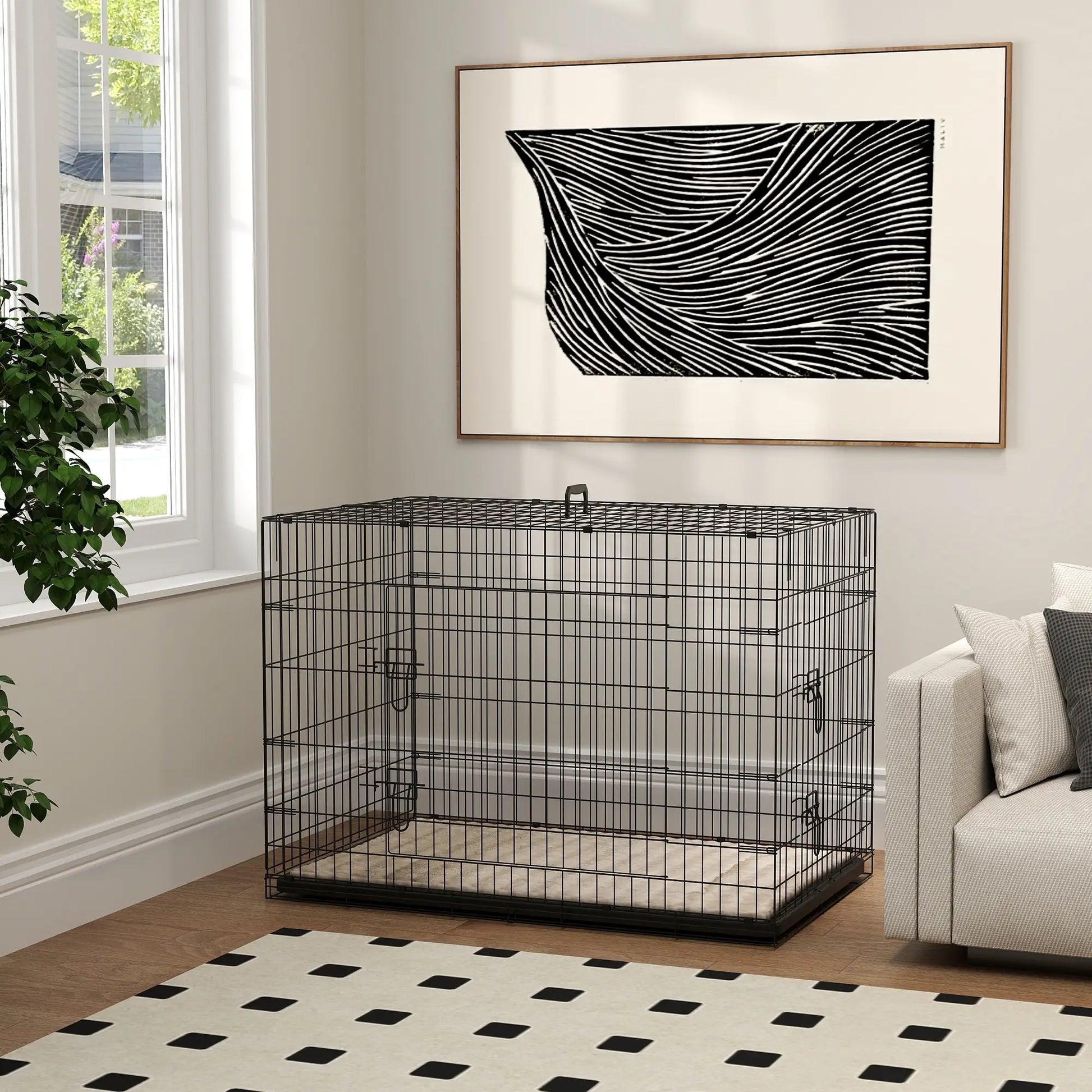 41" Folding Metal Dog Crate, 2 Doors, Removable Tray, Black Houses, Kennels & Pens at Gallery Canada