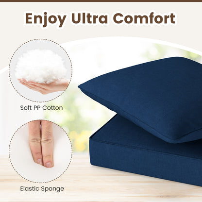 Ensemble de coussins de chaise à siège profond, avec ceintures en corde, Bleu