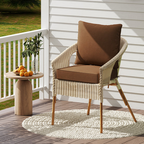 Deep Seat Chair Cushion Pads Set With Rope Belts, Brown