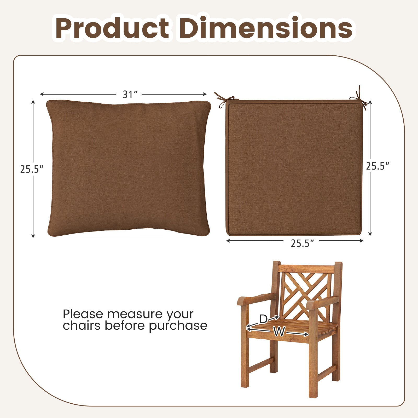 Deep Seat Chair Cushion Pads Set With Rope Belts, Brown Outdoor Furniture Accessories at Gallery Canada
