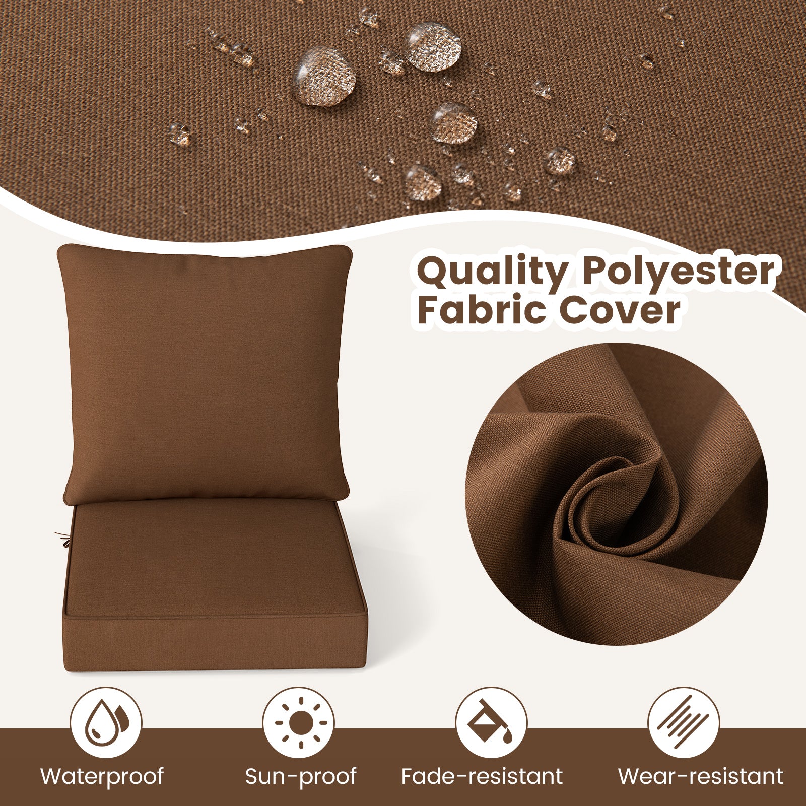 Deep Seat Chair Cushion Pads Set With Rope Belts, Brown Outdoor Furniture Accessories at Gallery Canada