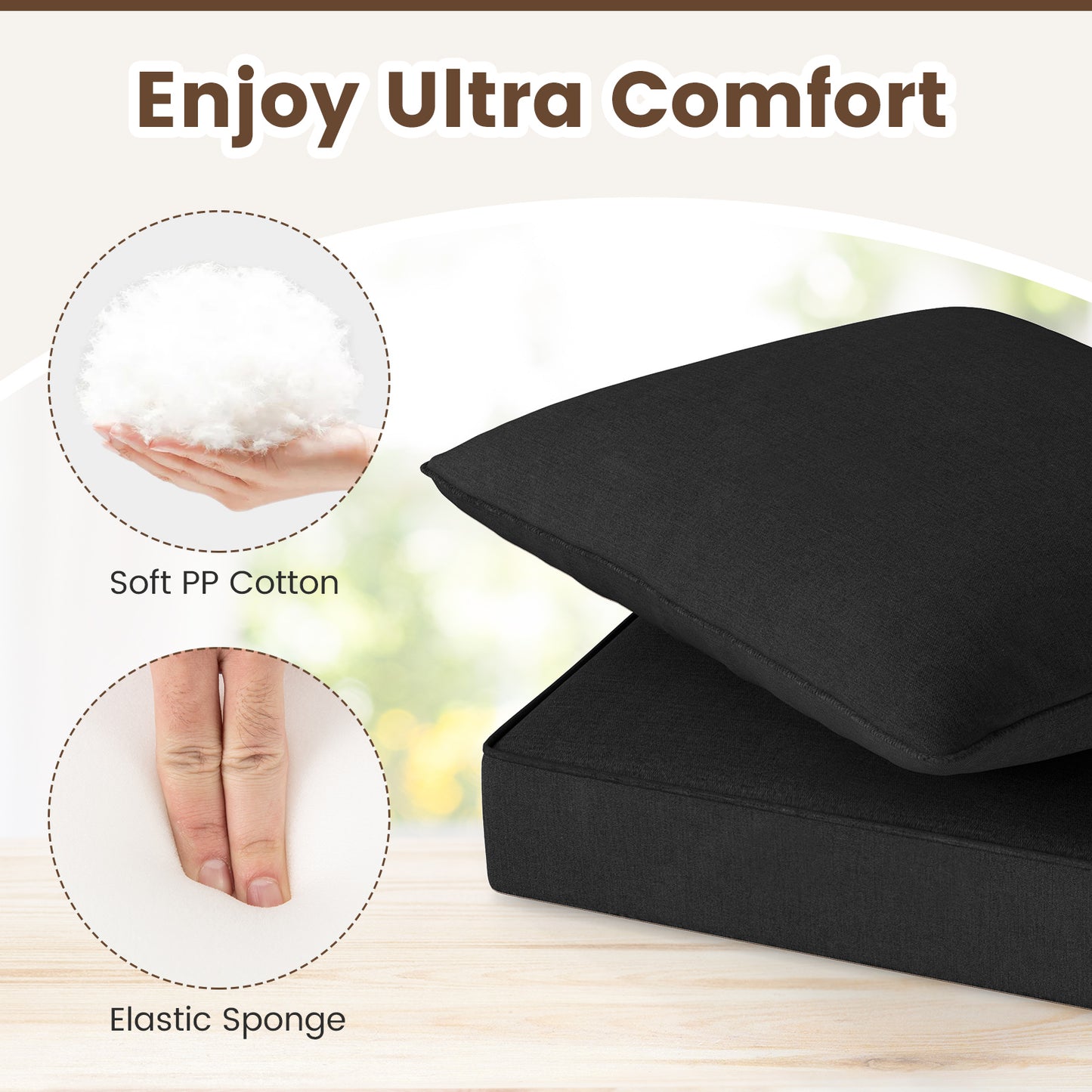 Deep Seat Chair Cushion Pads Set, Indoor Outdoor, Black Outdoor Furniture Accessories at Gallery Canada