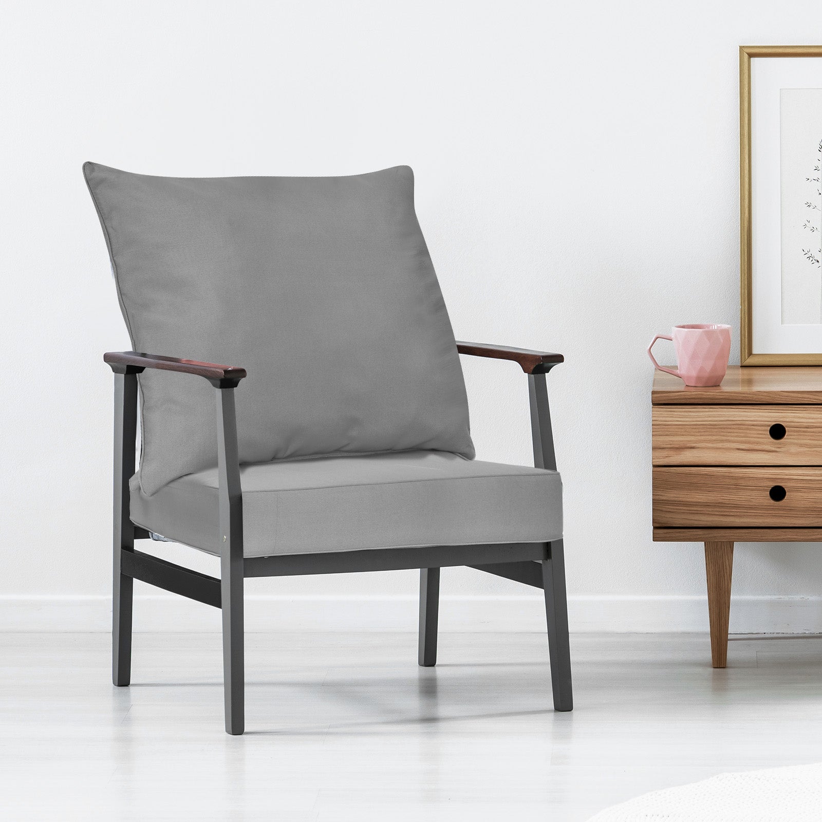 Deep Seat Chair Cushion Pads Set with Rope Belts for Indoor and Outdoor, Gray Outdoor Furniture Accessories at Gallery Canada