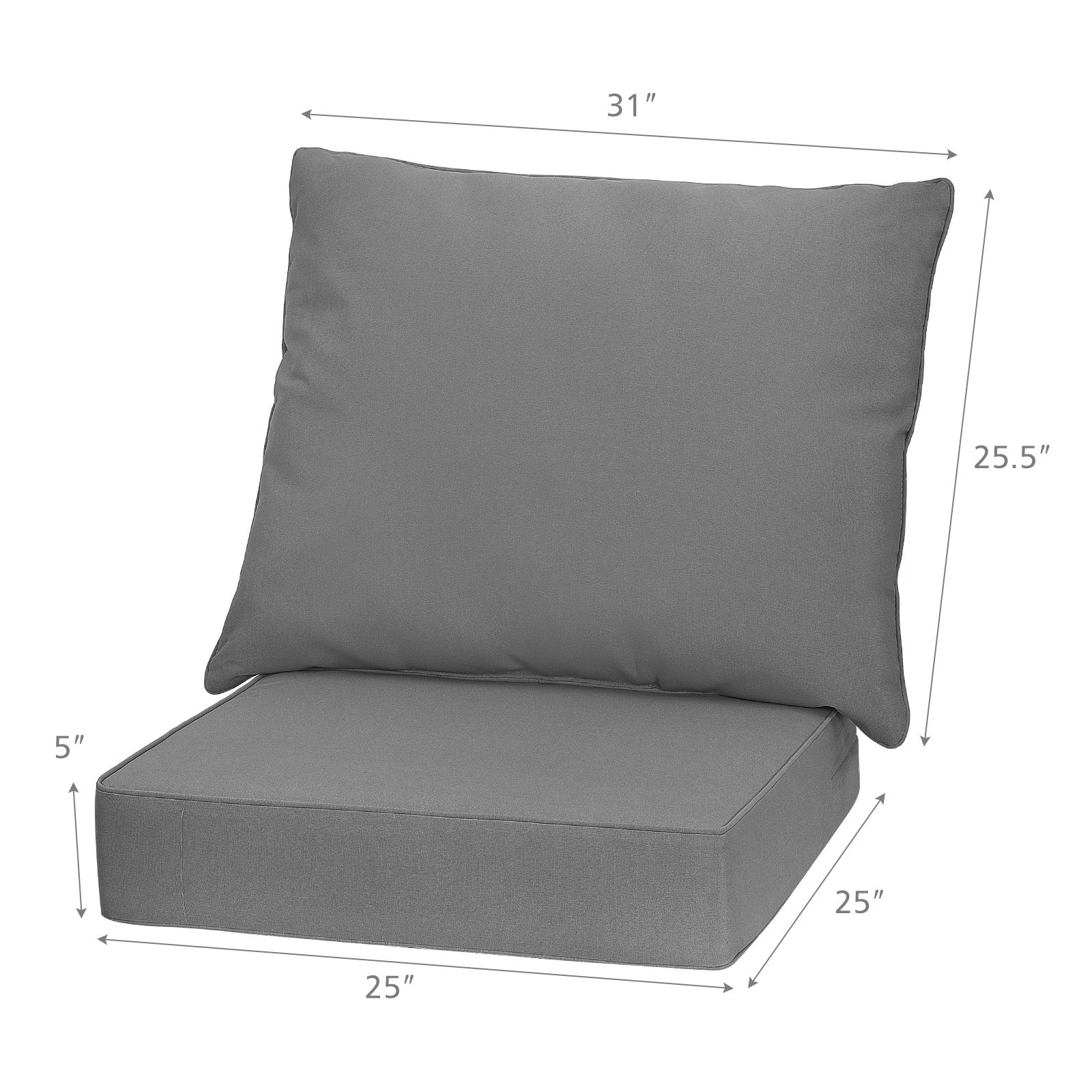 Deep Seat Chair Cushion Pads Set with Rope Belts for Indoor and Outdoor, Gray Outdoor Furniture Accessories at Gallery Canada