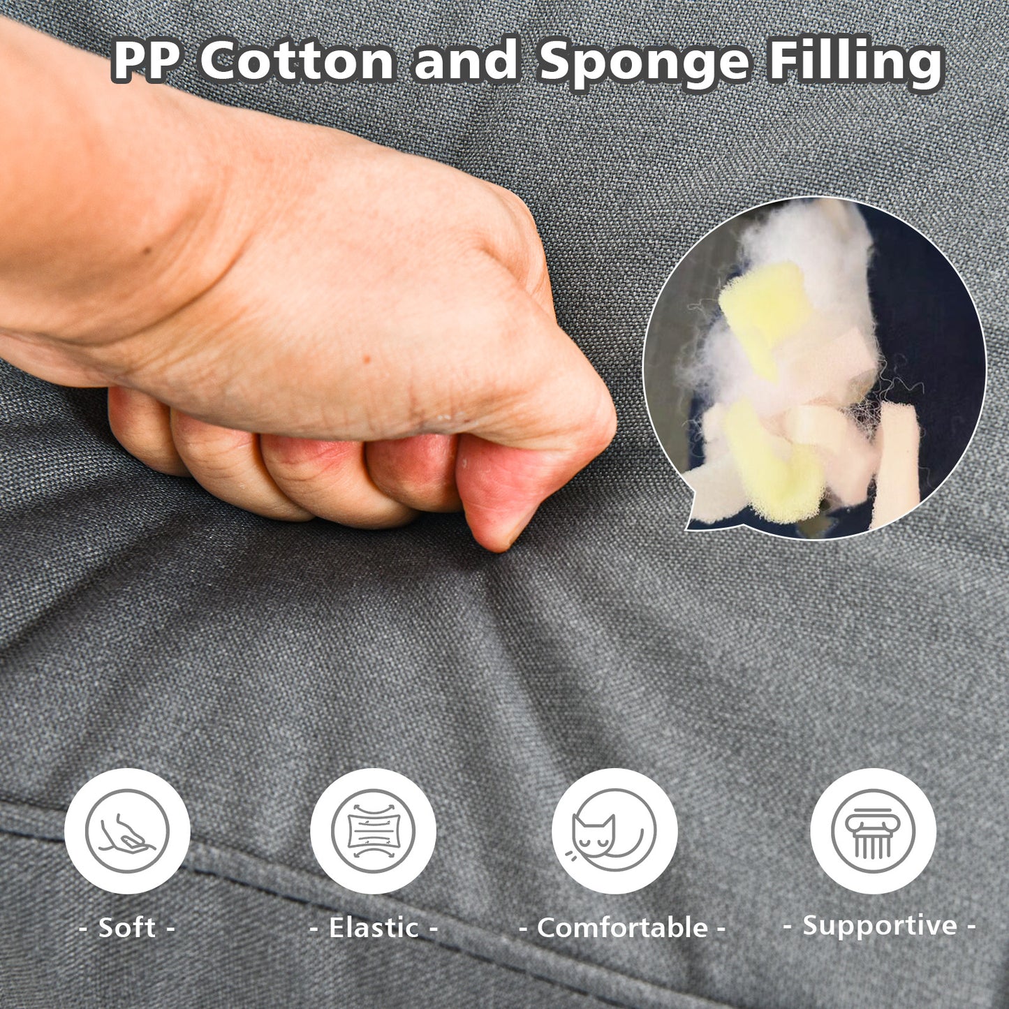 Deep Seat Chair Cushion Pads Set with Rope Belts for Indoor and Outdoor, Gray Outdoor Furniture Accessories at Gallery Canada