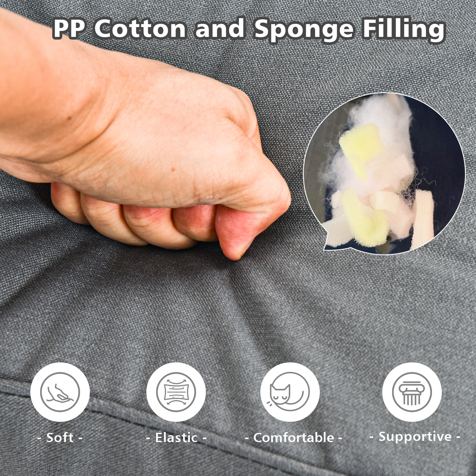 Deep Seat Chair Cushion Pads Set with Rope Belts for Indoor and Outdoor, Gray Outdoor Furniture Accessories at Gallery Canada