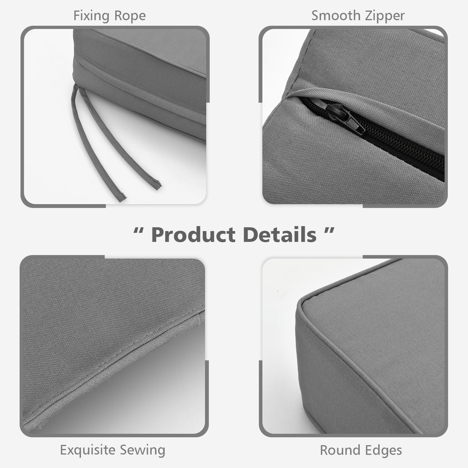 Deep Seat Chair Cushion Pads Set with Rope Belts for Indoor and Outdoor, Gray Outdoor Furniture Accessories at Gallery Canada