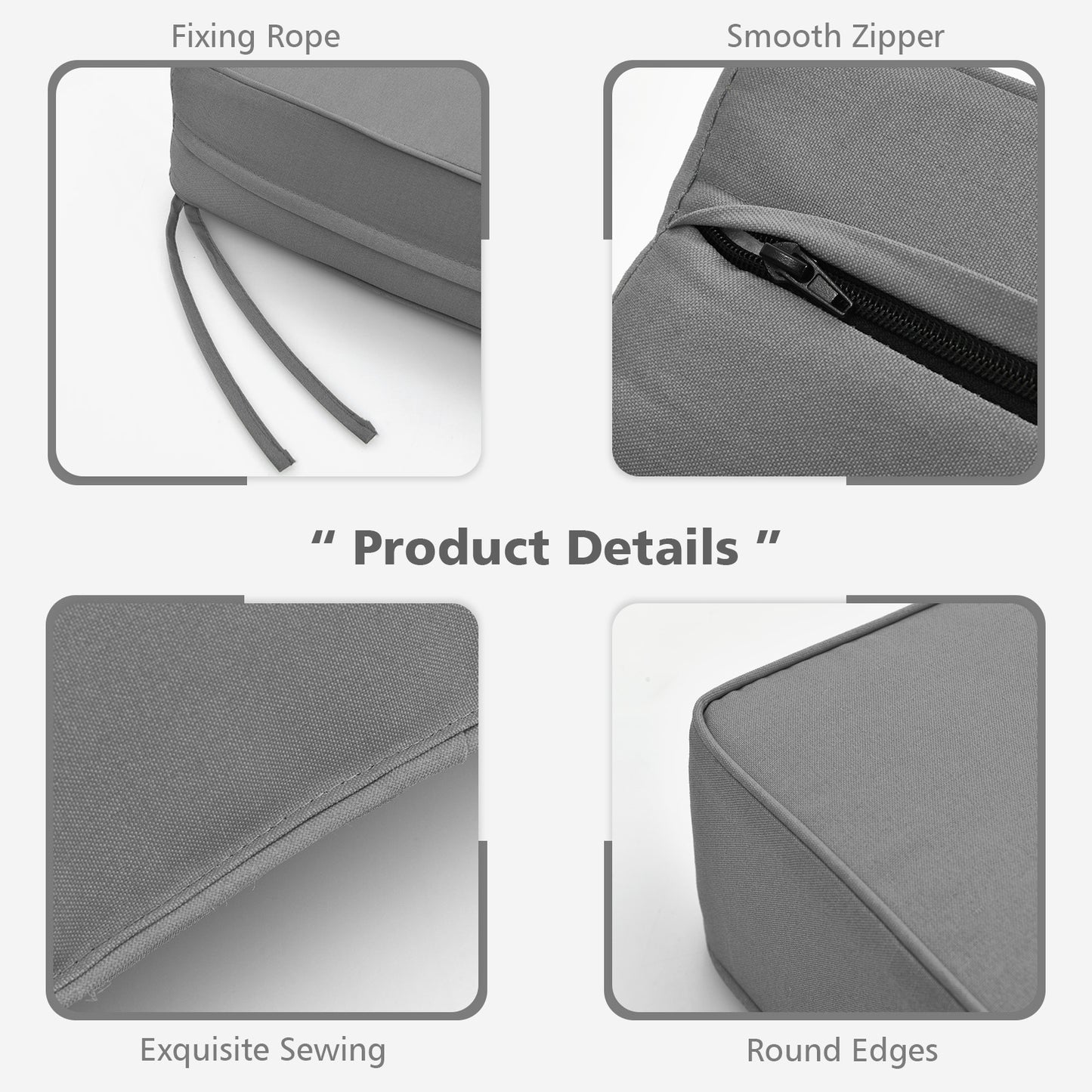 Deep Seat Chair Cushion Pads Set with Rope Belts for Indoor and Outdoor, Gray Outdoor Furniture Accessories at Gallery Canada