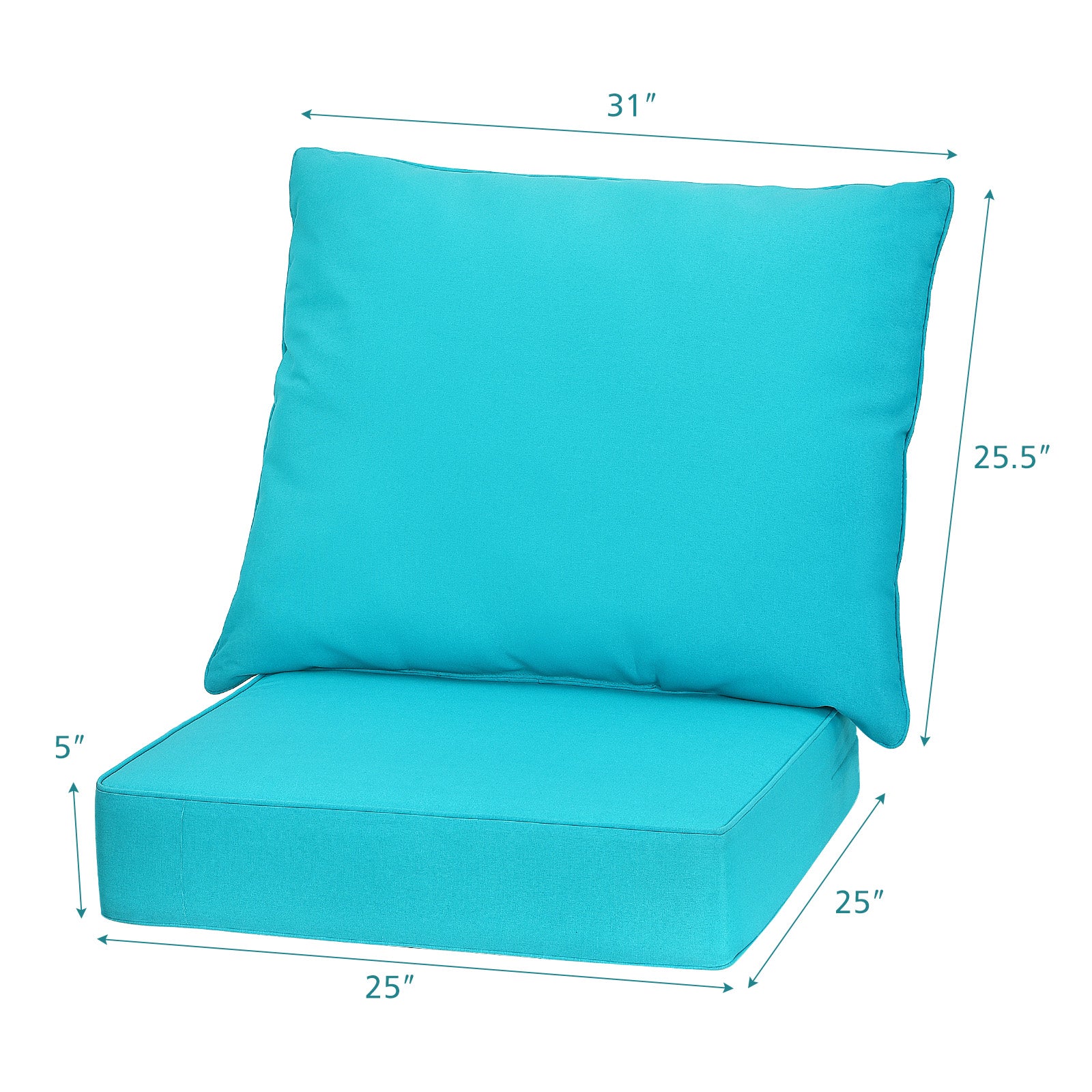 Deep Seat Chair Cushion Pads Set with Rope Belts for Indoor and Outdoor, Turquoise Outdoor Furniture Accessories at Gallery Canada
