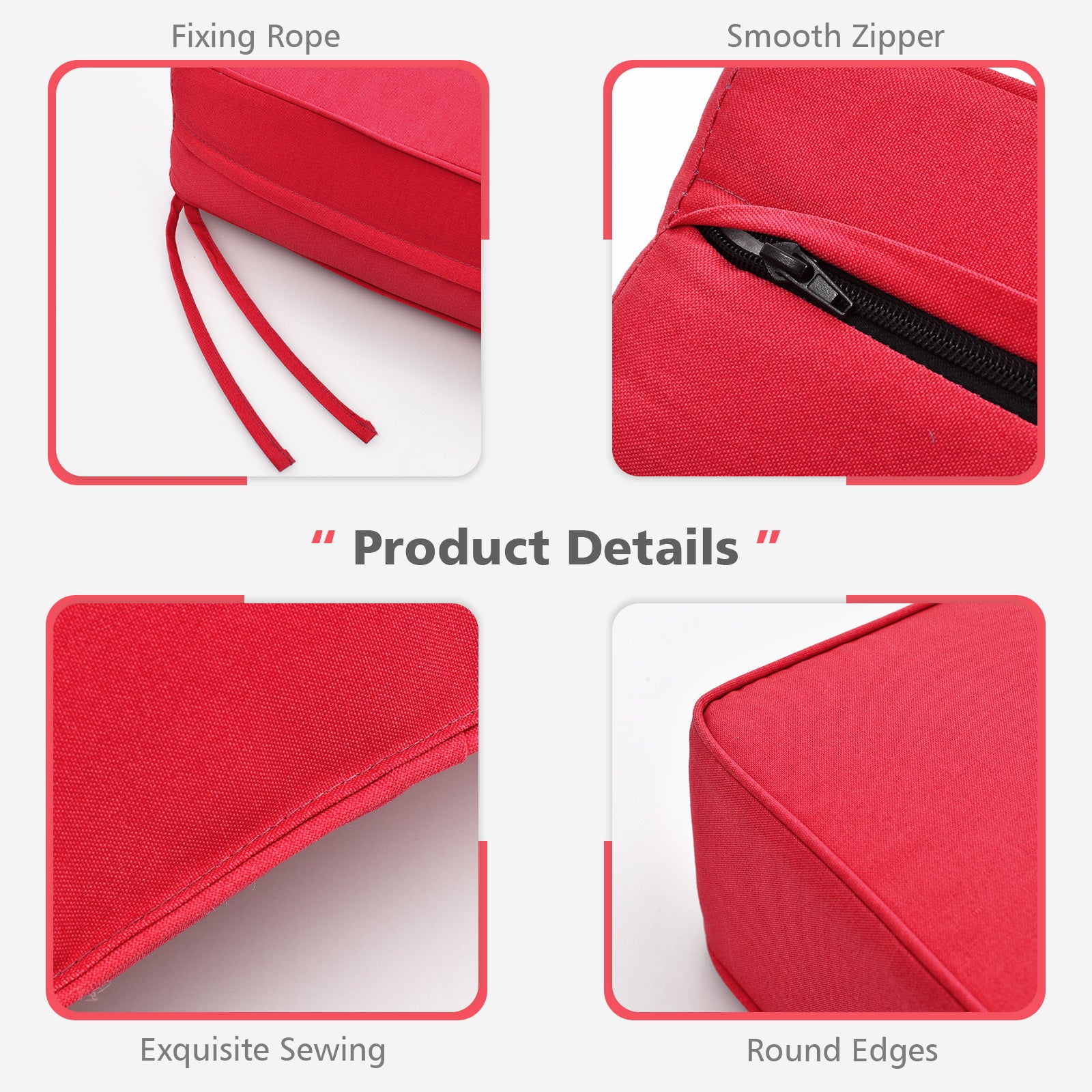 Deep Seat Chair Cushion Pads Set with Rope Belts for Indoor and Outdoor, Red Outdoor Furniture Accessories at Gallery Canada