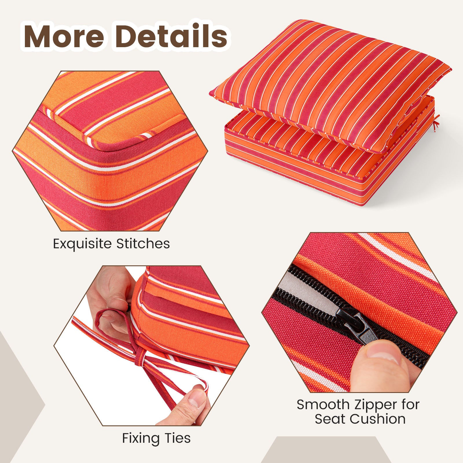 Deep Seat Chair Cushion Pads Set, With Rope Belts, Orange Outdoor Furniture Accessories at Gallery Canada