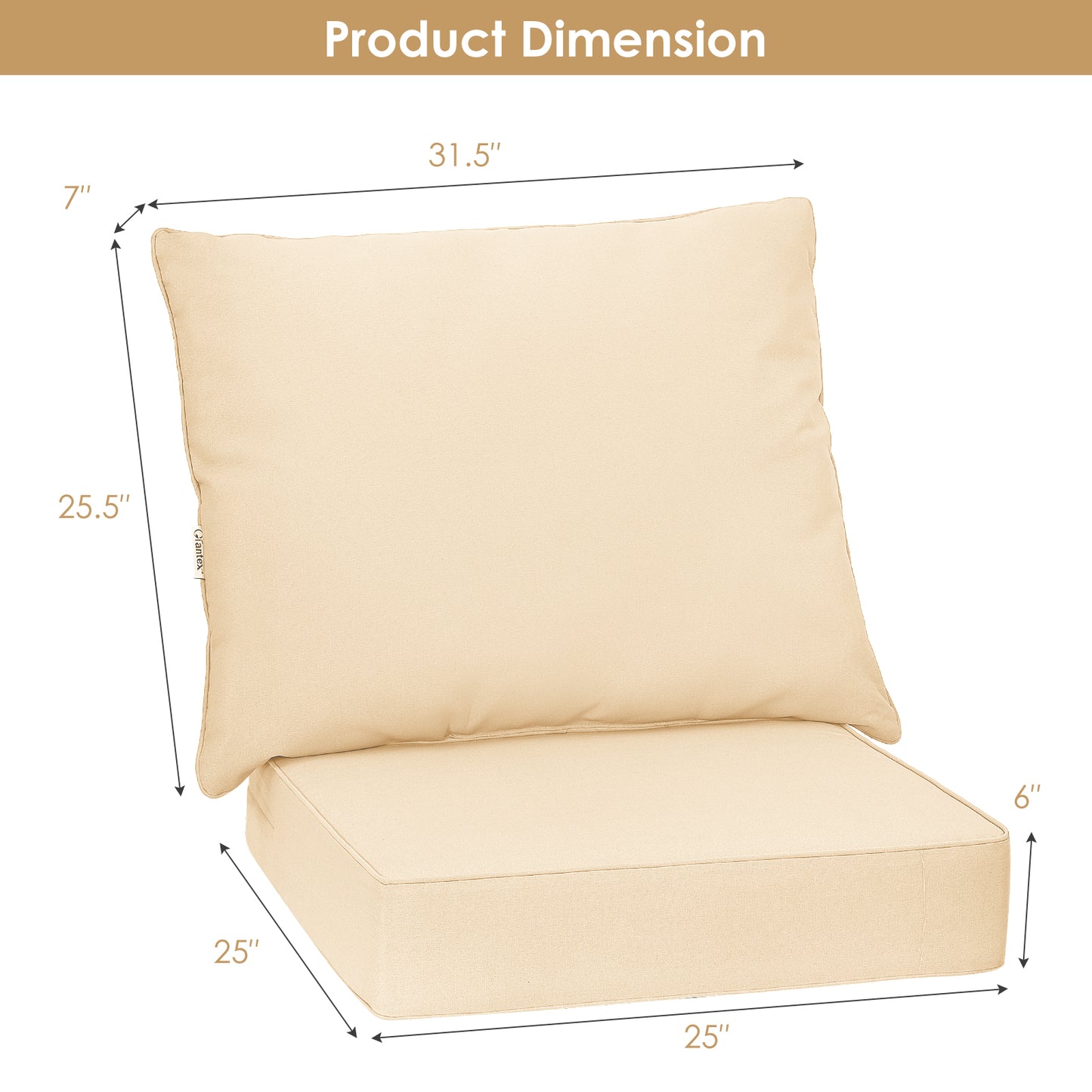 Deep Seat Chair Cushion Pads Set with Rope Belts for Indoor and Outdoor, Beige Outdoor Furniture Accessories at Gallery Canada