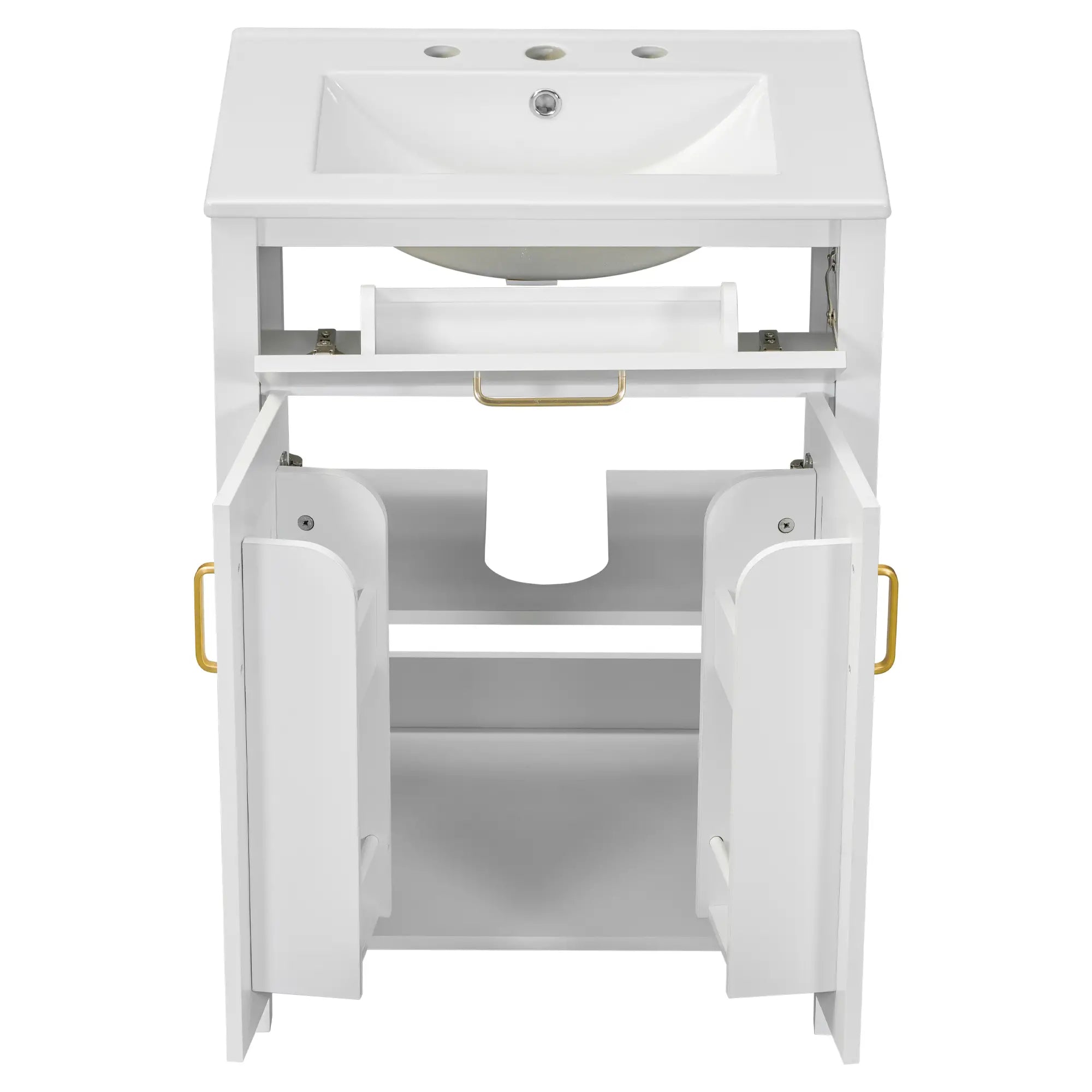 Bathroom Vanity Combo, Ceramic Sink, Storage Cabinet, 24