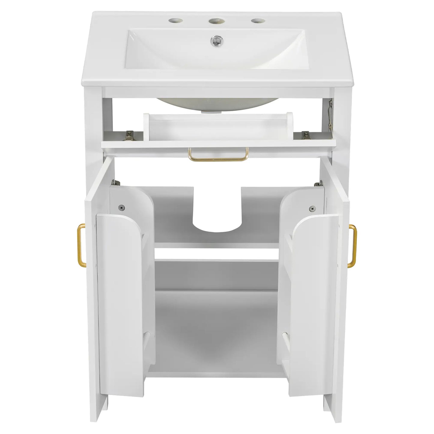 Bathroom Vanity Combo, Ceramic Sink, Storage Cabinet, 24" L x 18.5" W x 34" H, White Sink Cabinets at Gallery Canada