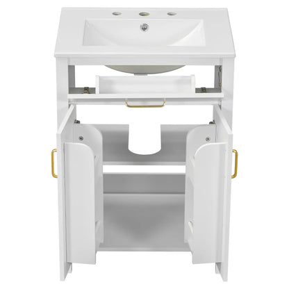 Bathroom Vanity Combo, Ceramic Sink, Storage Cabinet, 24" L x 18.5" W x 34" H, White Sink Cabinets at Gallery Canada