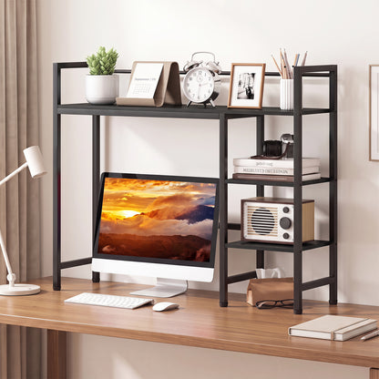 Bibliothèque de bureau 38,5" L, étagère de rangement, noir