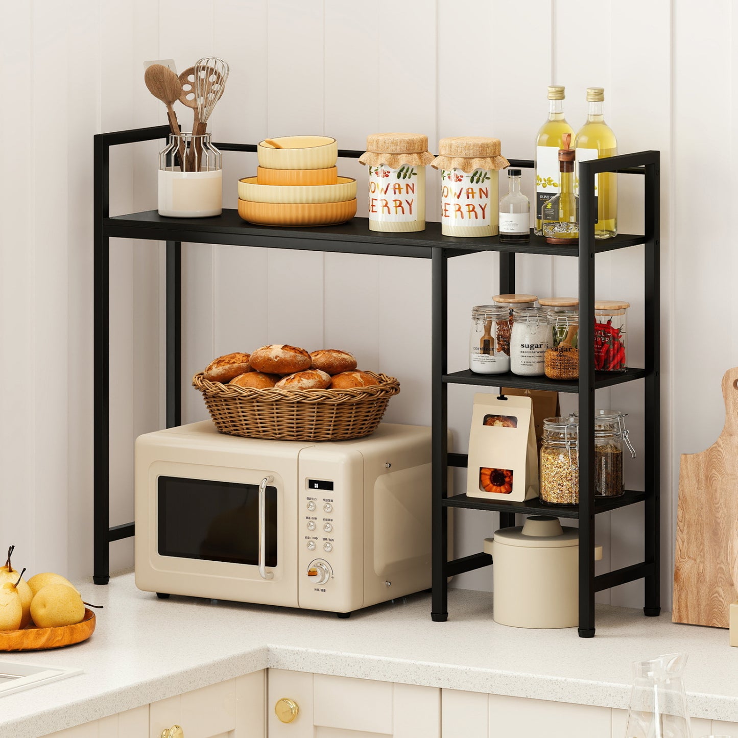 Bibliothèque de bureau 38,5" L, étagère de rangement, noir