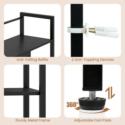Bibliothèque de bureau 38,5" L, étagère de rangement, noir
