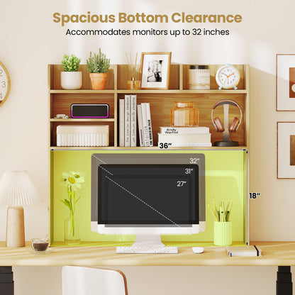 Desktop Bookshelf Countertop Storage Hutch with 6 Shelves, Beige Bookcases at Gallery Canada