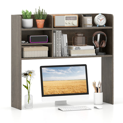 Desktop Bookshelf Countertop Storage Hutch with 6 Shelves, Oak Bookcases at Gallery Canada