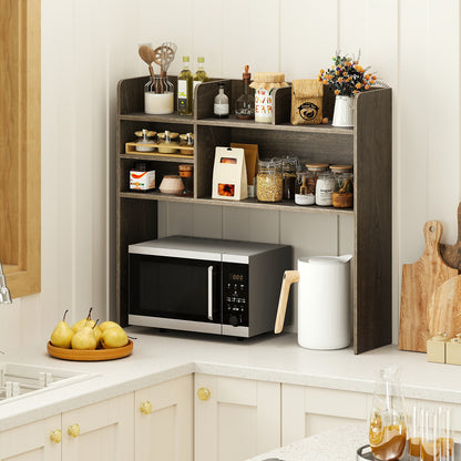 Desktop Bookshelf Countertop Storage Hutch with 6 Shelves, Oak Bookcases at Gallery Canada