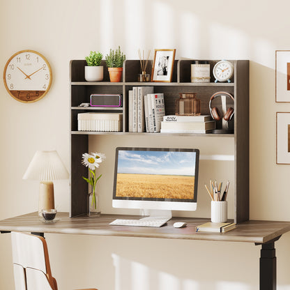 Desktop Bookshelf Countertop Storage Hutch with 6 Shelves, Oak Bookcases at Gallery Canada