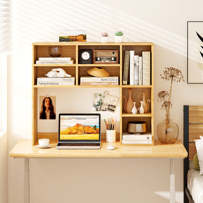 Desktop Bookshelf with 7 Open Cubbies and 3 Adjustable Shelves, Yellow