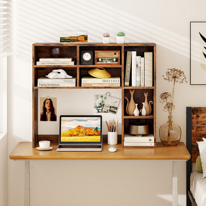 Desktop Bookshelf, 7 Open Cubbies, 3 Adjustable Shelves, Brown Bookcases at Gallery Canada