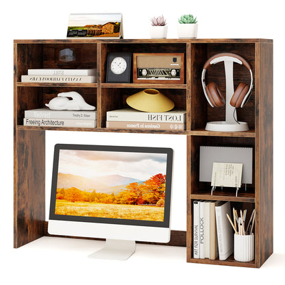 Desktop Bookshelf, 7 Open Cubbies, 3 Adjustable Shelves, Brown Bookcases at Gallery Canada