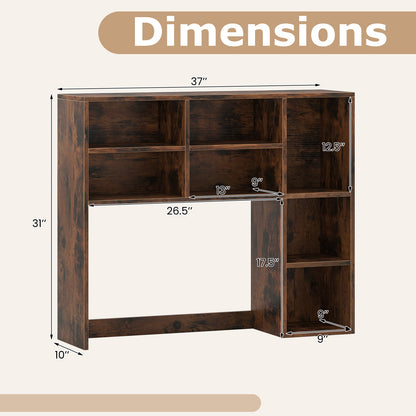 Desktop Bookshelf, 7 Open Cubbies, 3 Adjustable Shelves, Brown Bookcases at Gallery Canada
