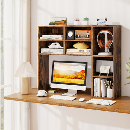 Desktop Bookshelf, 7 Open Cubbies, 3 Adjustable Shelves, Brown Bookcases at Gallery Canada