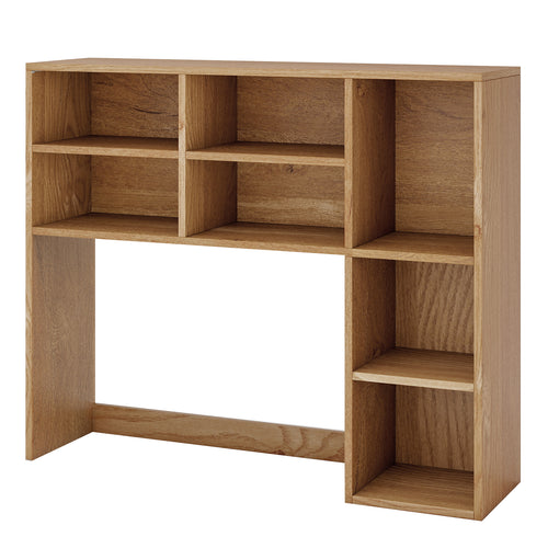 Desktop Bookshelf, 7 Open Cubbies, 3 Adjustable Shelves, Natural