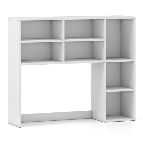 Desktop Bookshelf with 7 Open Cubbies and 3 Adjustable Shelves, White