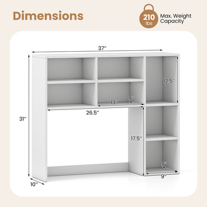 Desktop Bookshelf with 7 Open Cubbies and 3 Adjustable Shelves, White Bookcases at Gallery Canada