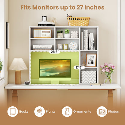 Desktop Bookshelf with 7 Open Cubbies and 3 Adjustable Shelves, White Bookcases at Gallery Canada