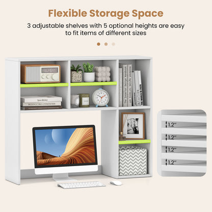 Desktop Bookshelf with 7 Open Cubbies and 3 Adjustable Shelves, White Bookcases at Gallery Canada